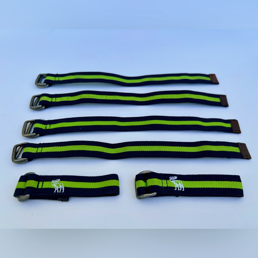 Abercrombie & Fitch Bracelet Green/Blue Fabric/Leather Metal Buckle - Picture 3 of 8